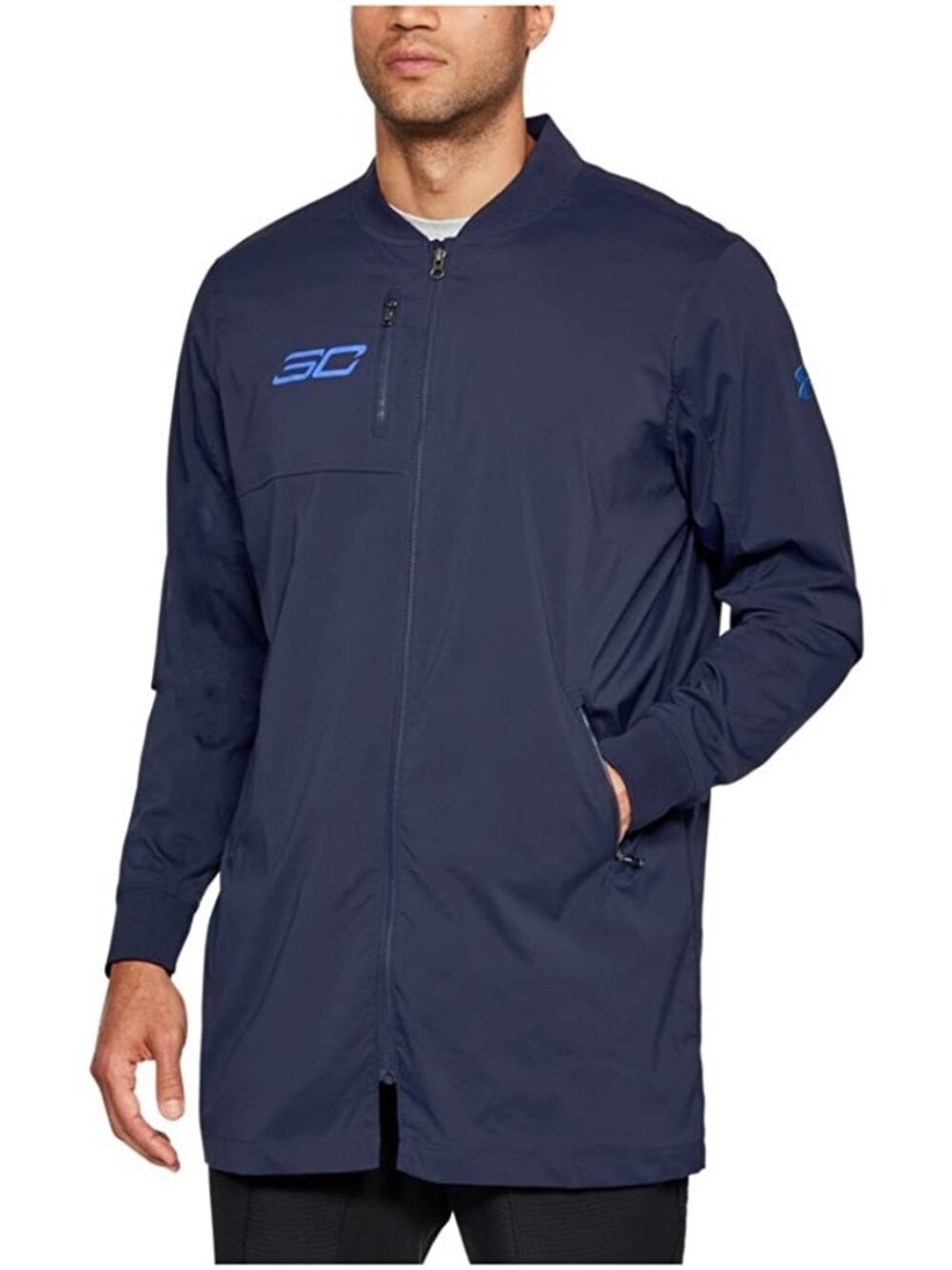 Under Armour Men's Curry Life Long Range Bomber Jacket 1304468-410 Navy 2XL XXL